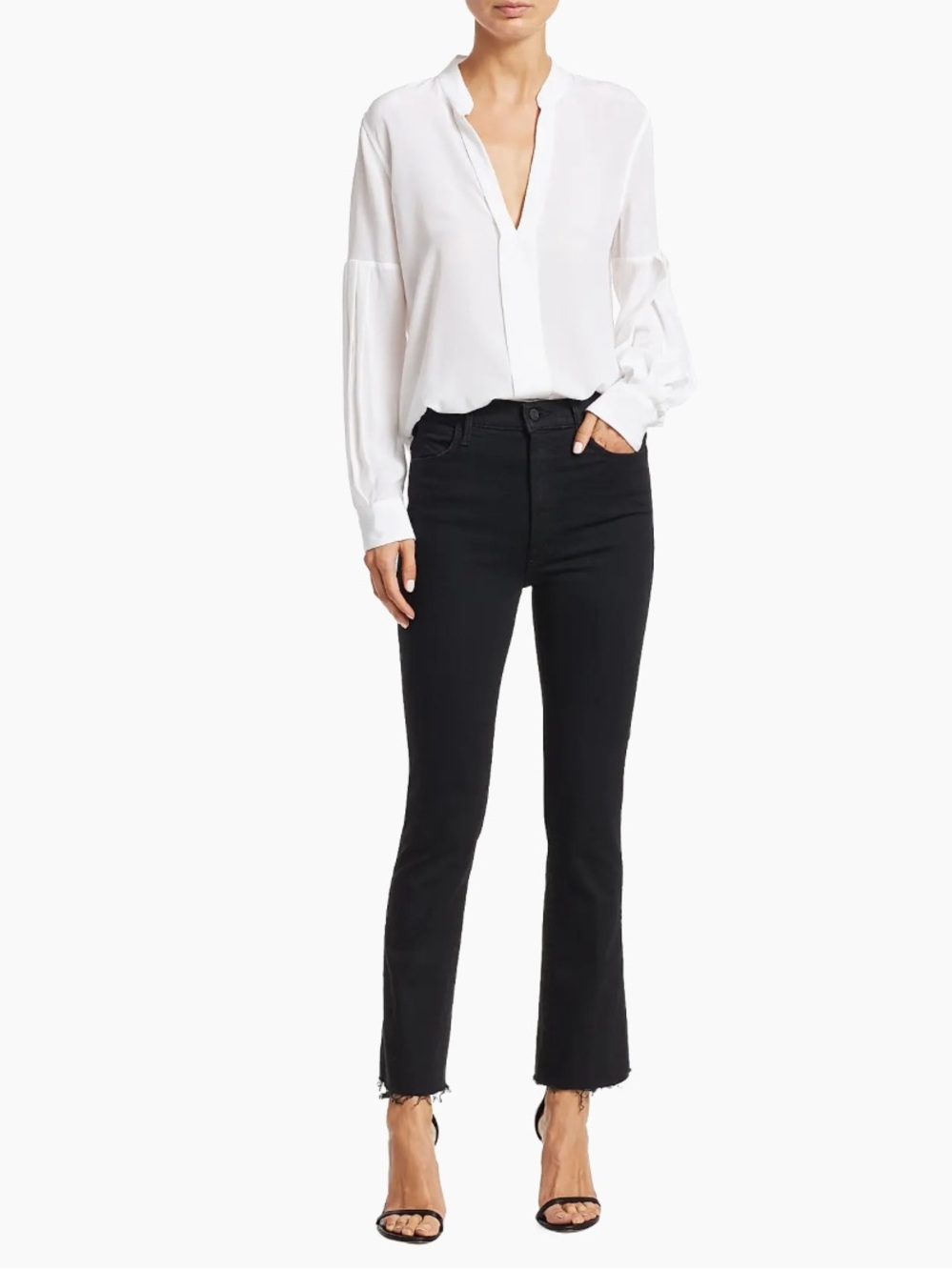 MOTHER The Hustler Ankle Fray Jeans in Not Guilty Wash Black